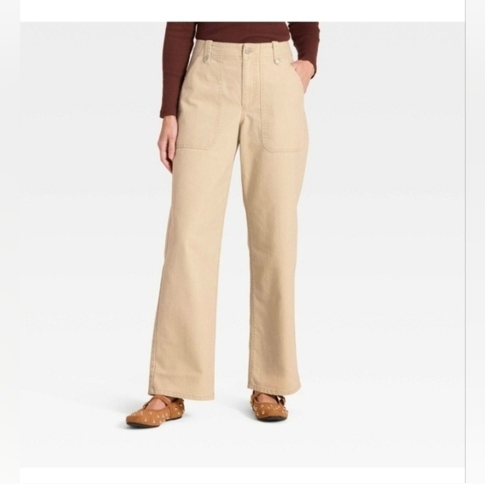 Universal Thread Women's Mid-Rise Straight Leg Cargo Pants, Tan Non-Stretch